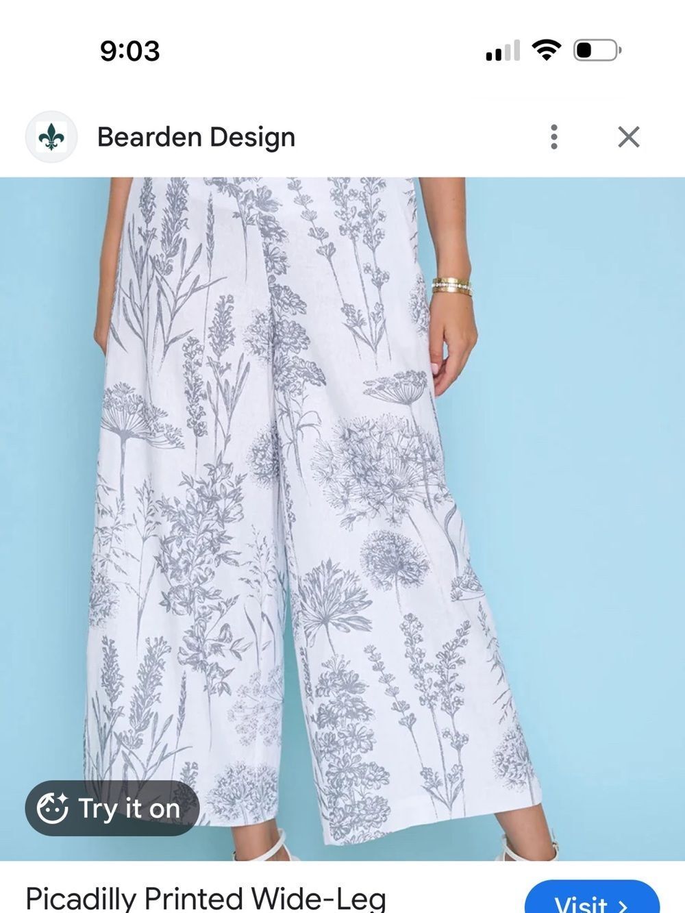 Laura Bianchi Women's Floral Print Linen-Blend Wide Leg Pants Light Gray/White